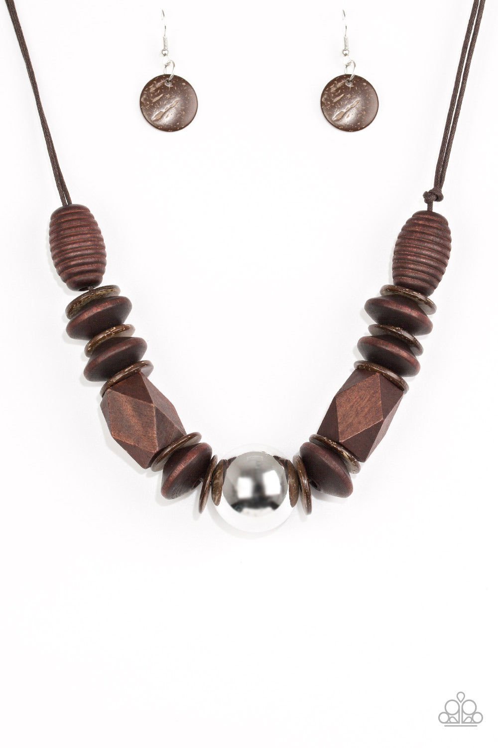 Necklace, Sensitive Skin, Hypoallergenic Jewelry, brown, wood, beads