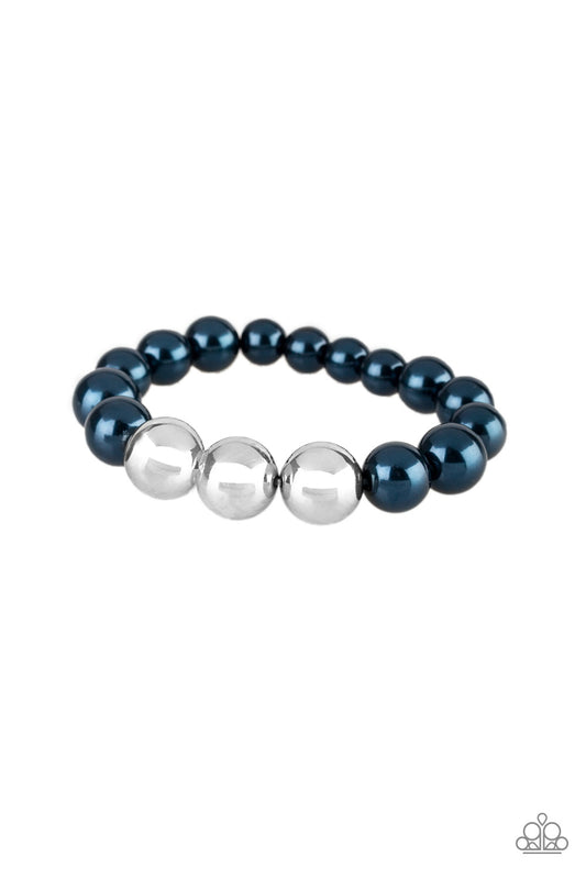Bracelet, Sensitive Skin, Hypoallergenic Jewelry, blue, silver, beads, stretchy