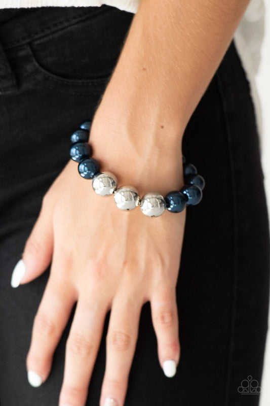 Bracelet, Sensitive Skin, Hypoallergenic Jewelry, blue, silver, beads, stretchy