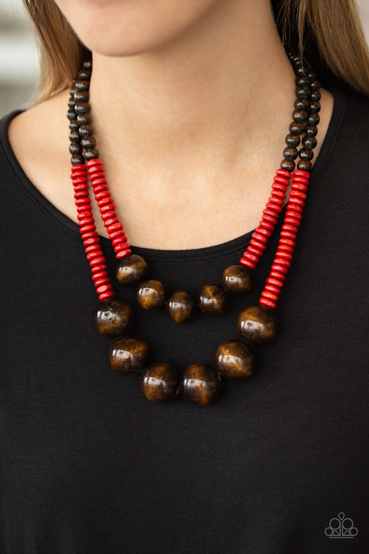 Necklace, Sensitive Skin, Hypoallergenic Jewelry, red, brown, wood, wooden