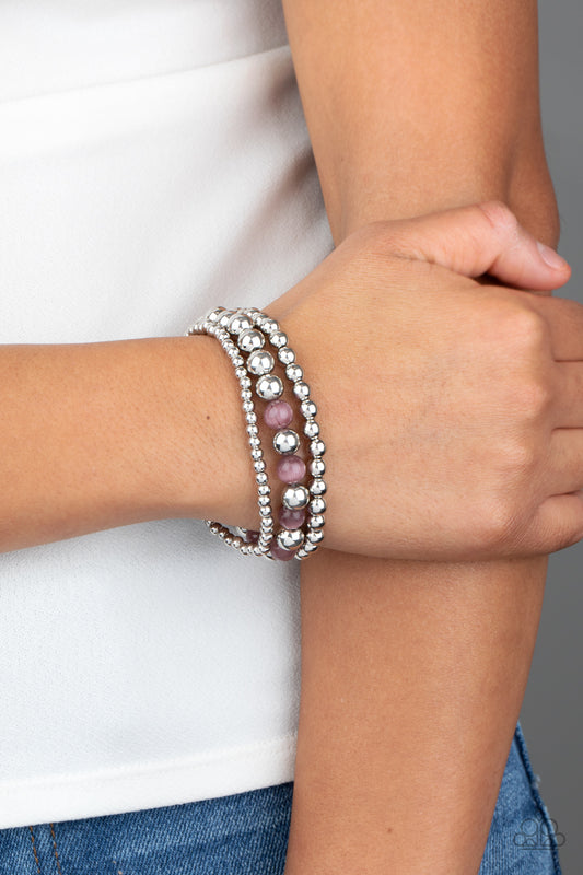 Bracelet, Sensitive Skin, Hypoallergenic Jewelry, purple, beads