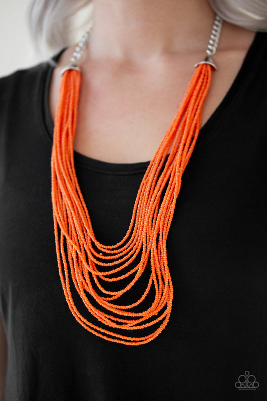 Paparazzi Peacefully Pacific - Orange Necklace