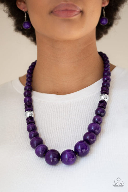 Necklace, Sensitive Skin, Hypoallergenic Jewelry, purple, wood, wooden