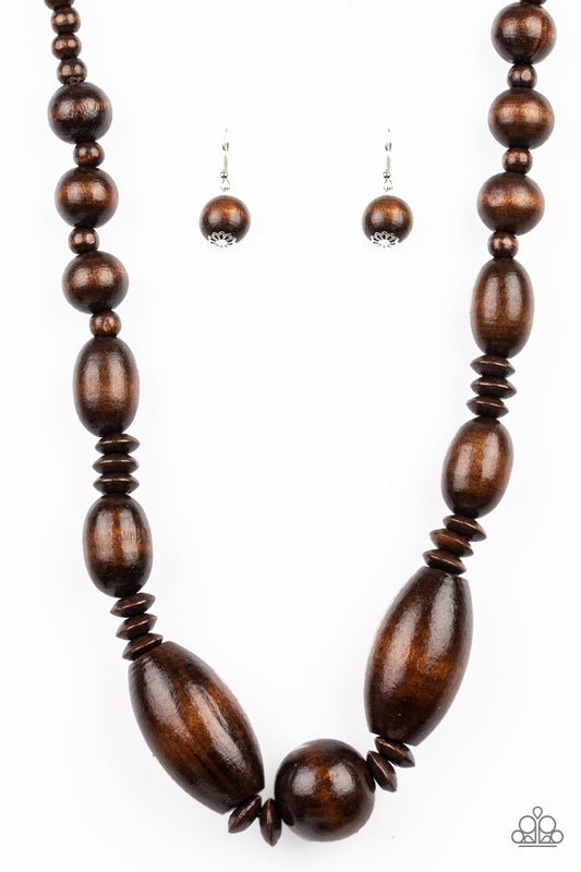 Necklace, Sensitive Skin, Hypoallergenic Jewelry, Brown, beads, wood, wooden, vacation jewelry