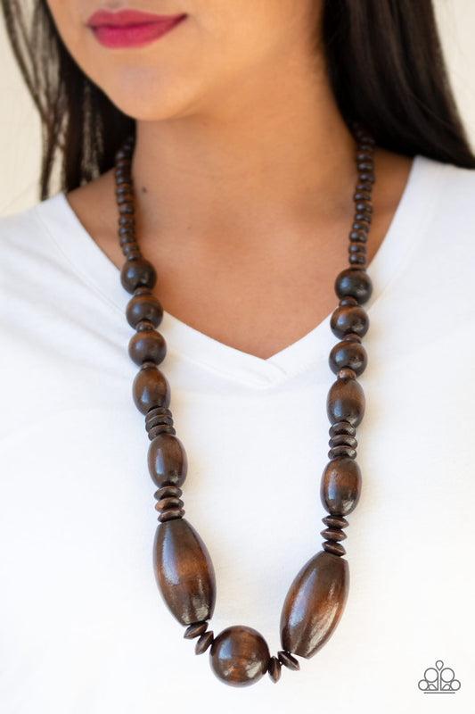 Necklace, Sensitive Skin, Hypoallergenic Jewelry, Brown, beads, wood, wooden, vacation jewelry