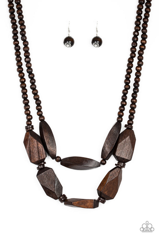 Necklace, Sensitive Skin, Hypoallergenic Jewelry, brown, wood, wooden