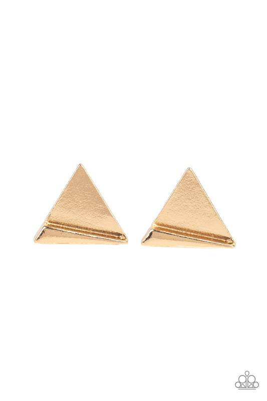 Paparazzi Die TRI-ing - Gold Earrings