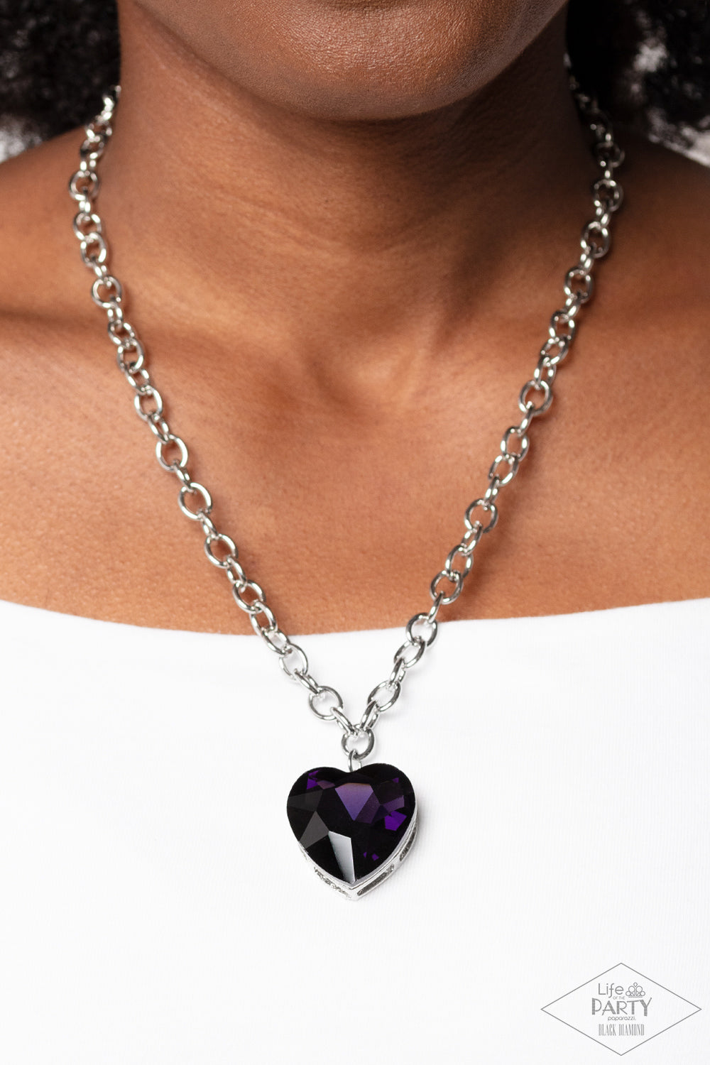 Necklace, Sensitive Skin, Hypoallergenic Jewelry, purple, heart