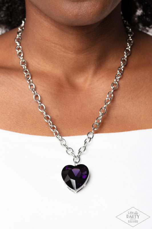 Necklace, Sensitive Skin, Hypoallergenic Jewelry, purple, heart