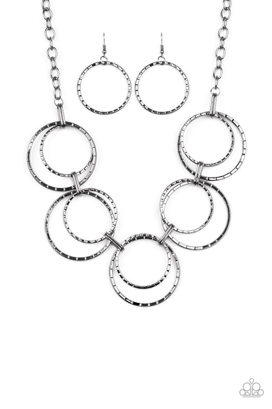 Necklace, Sensitive Skin, Hypoallergenic Jewelry, black, circles