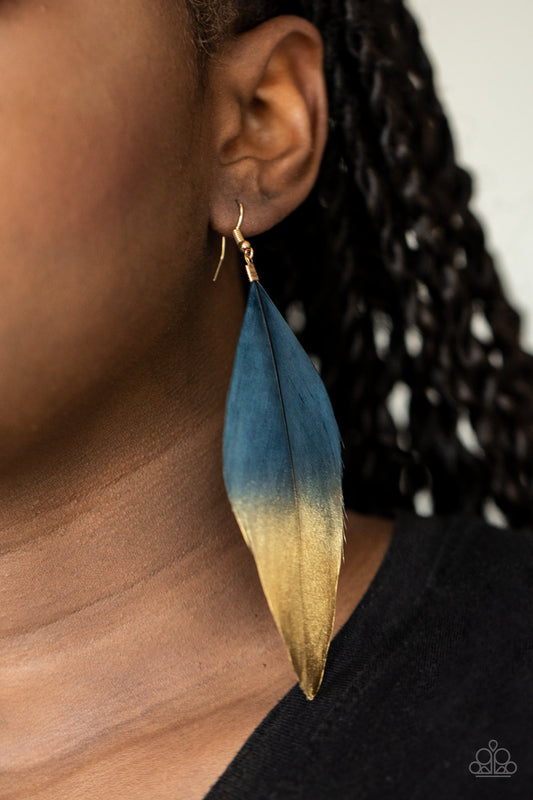 Paparazzi Fleek Feathers - Blue Earrings