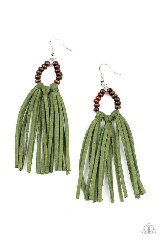 Paparazzi Easy To PerSUEDE - Green Earrings