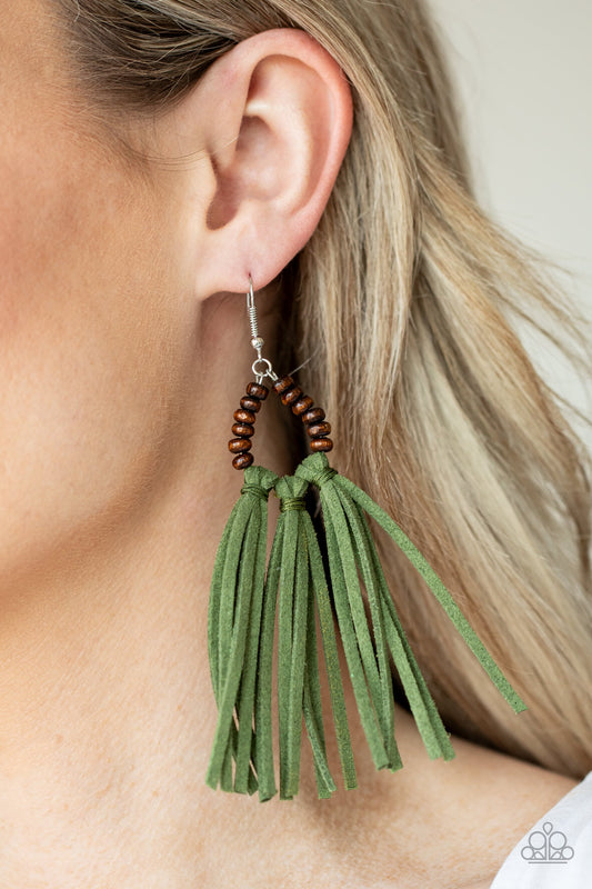 Paparazzi Easy To PerSUEDE - Green Earrings