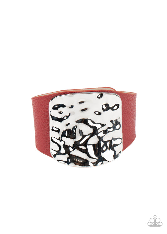 Bracelet, Sensitive Skin, Hypoallergenic Jewelry, red, leather band