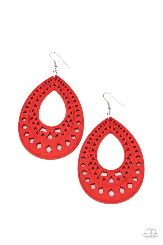 Paparazzi Belize Beauty - Red Earrings