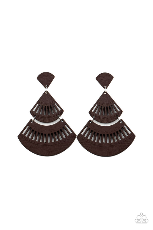 Paparazzi Oriental Oasis - Brown Earrings