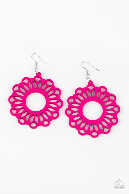 Paparazzi Dominican Daisy - Pink Earrings