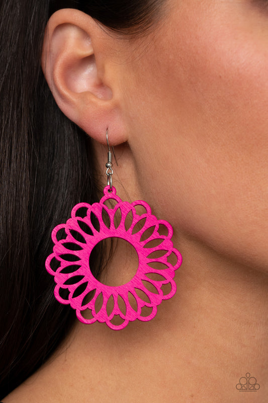Paparazzi Dominican Daisy - Pink Earrings