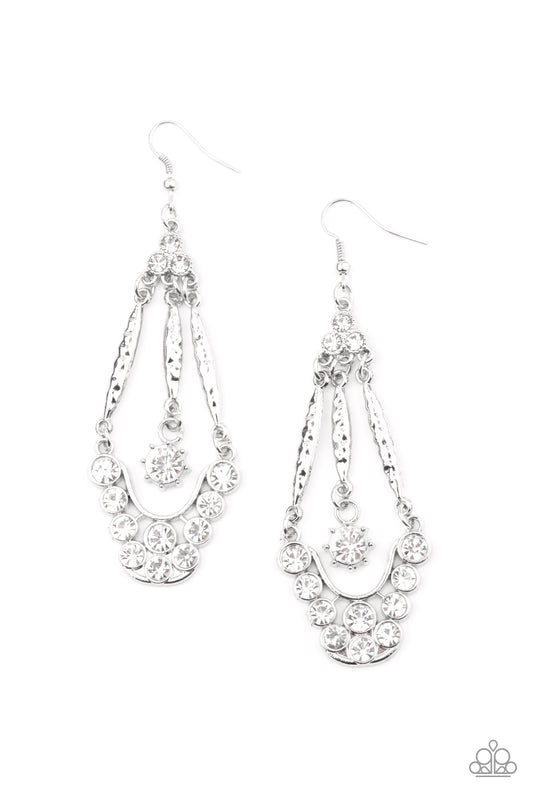 Paparazzi High-Ranking Radiance - White Earrings