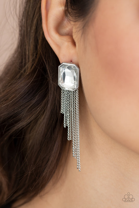 white rhinestone earrings for sensitive ears