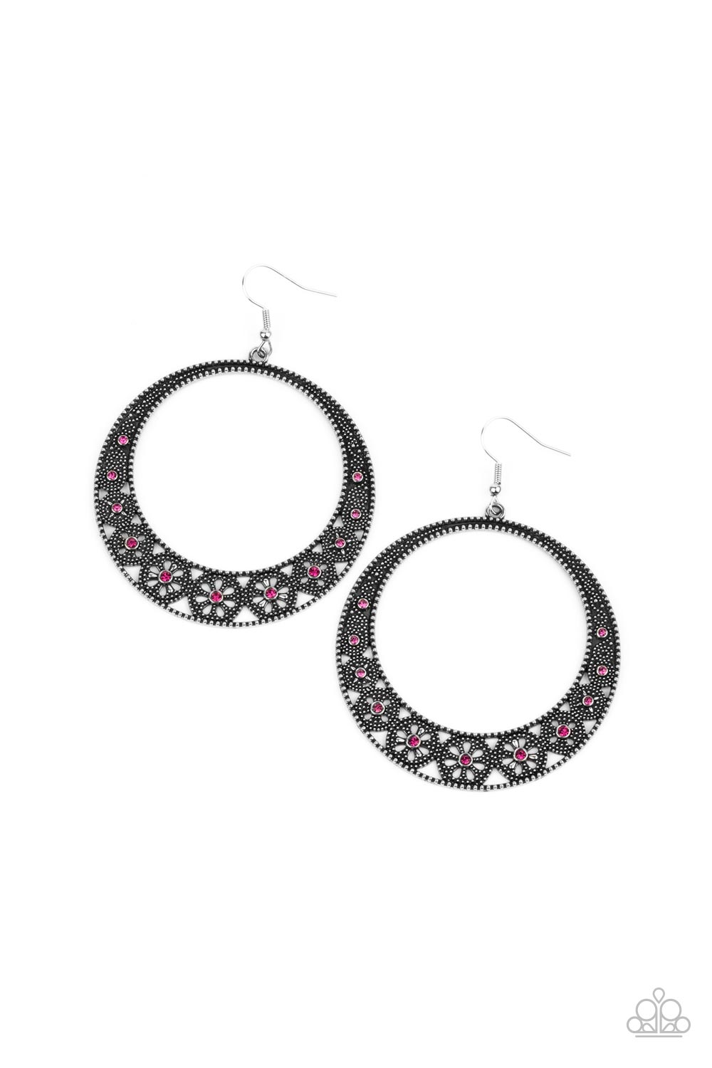 Paparazzi Bodaciously Blooming - Pink Earrings