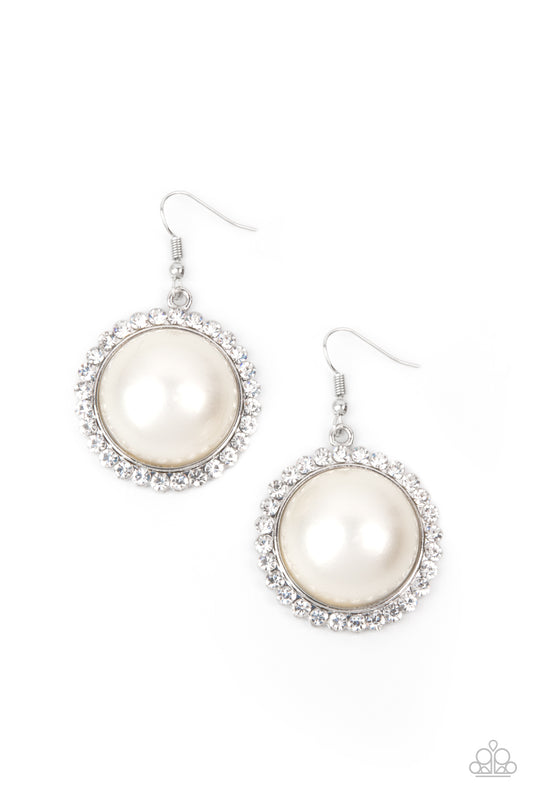 Paparazzi Esteemed Elegance - White Earrings