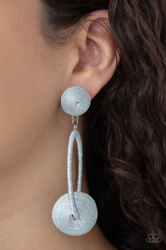 Paparazzi Social Sphere - Silver Earring