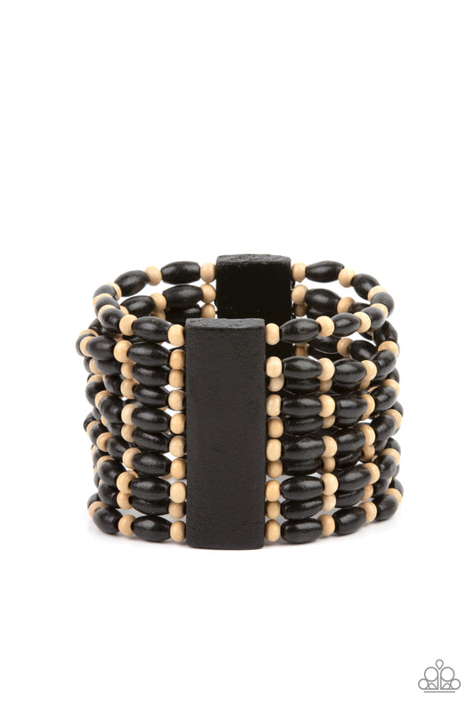 Bracelet, Sensitive Skin, Hypoallergenic Jewelry, black, wooden beads, stretchy