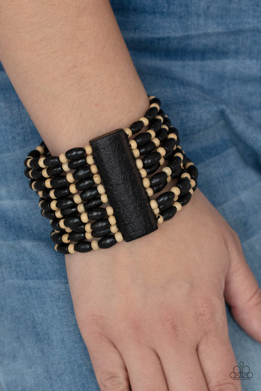 Bracelet, Sensitive Skin, Hypoallergenic Jewelry, black, wooden beads, stretchy