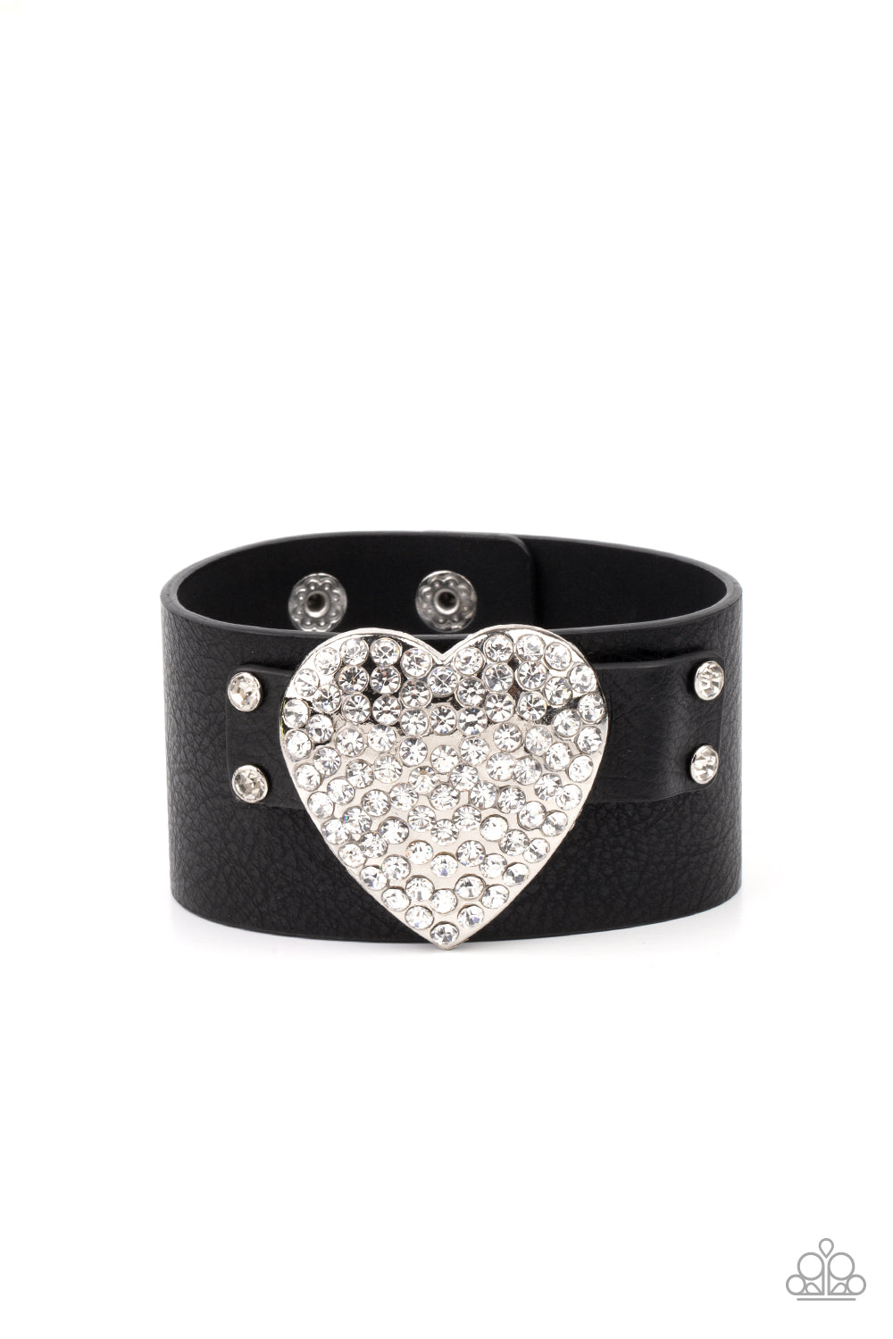 Bracelet, Sensitive Skin, Hypoallergenic Jewelry, black, heart, leather
