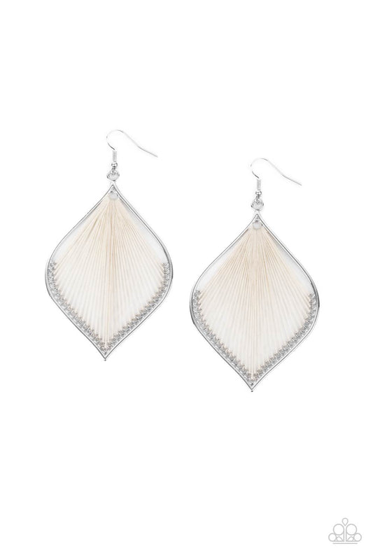 Paparazzi String Theory - White Earrings