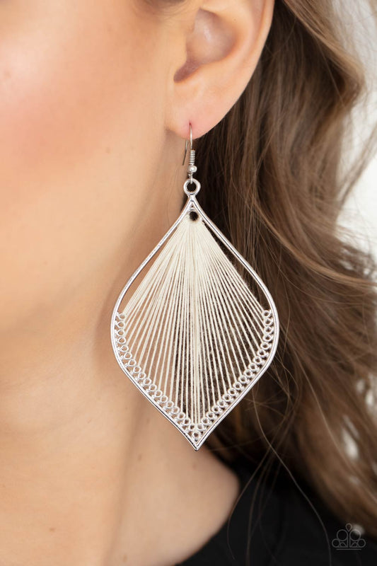 Paparazzi String Theory - White Earrings