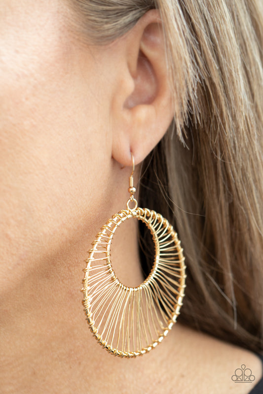 Paparazzi Artisan Applique - Gold Earrings