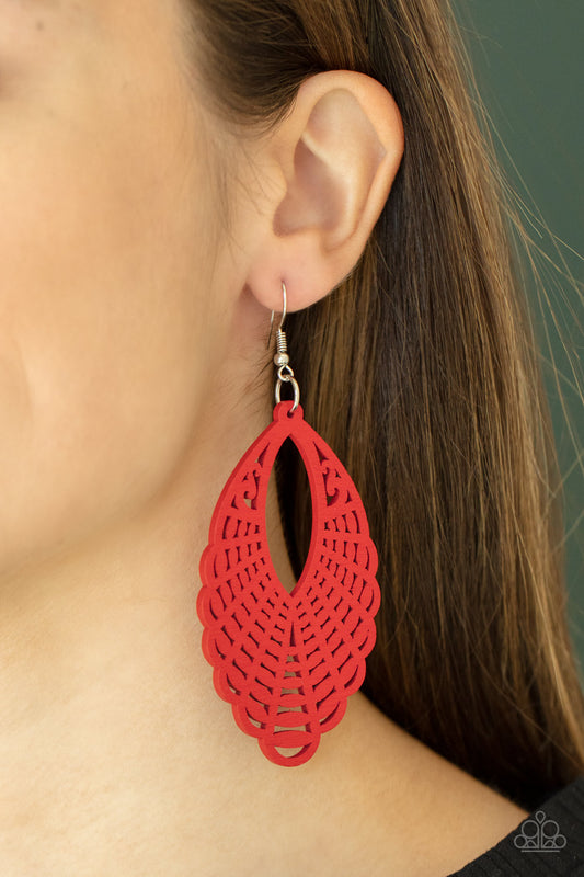 red wooden sensitive earrings