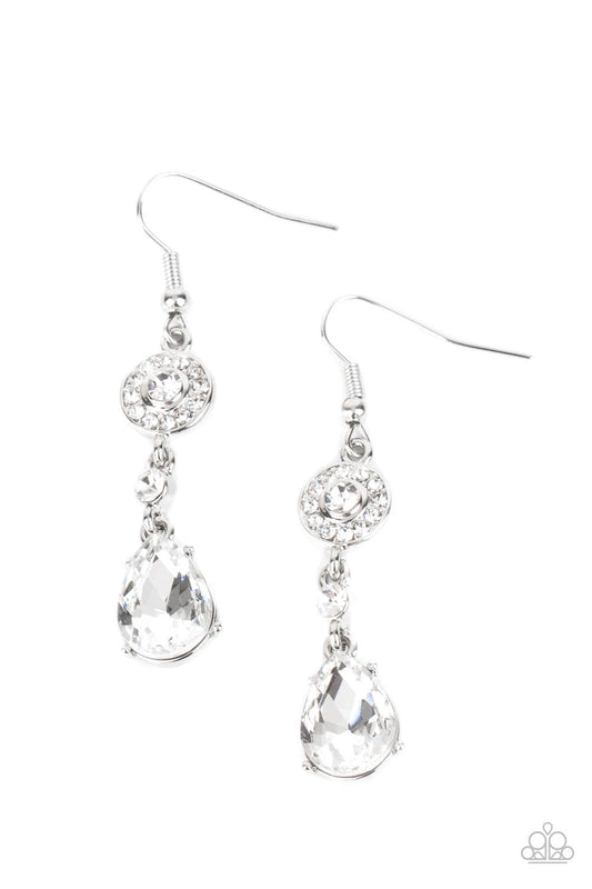 Paparazzi Graceful Glimmer - White Earrings