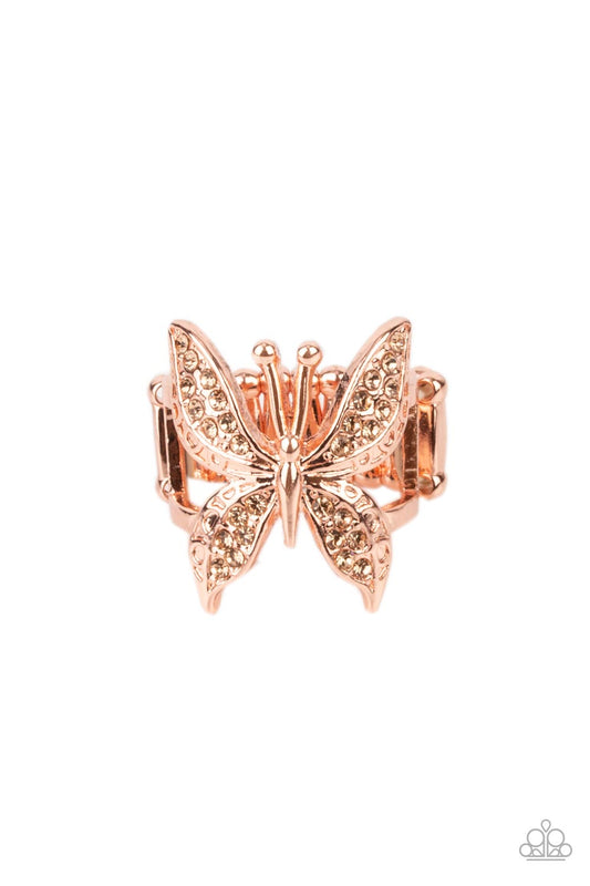 Paparazzi Blinged Out Butterfly - Copper Ring
