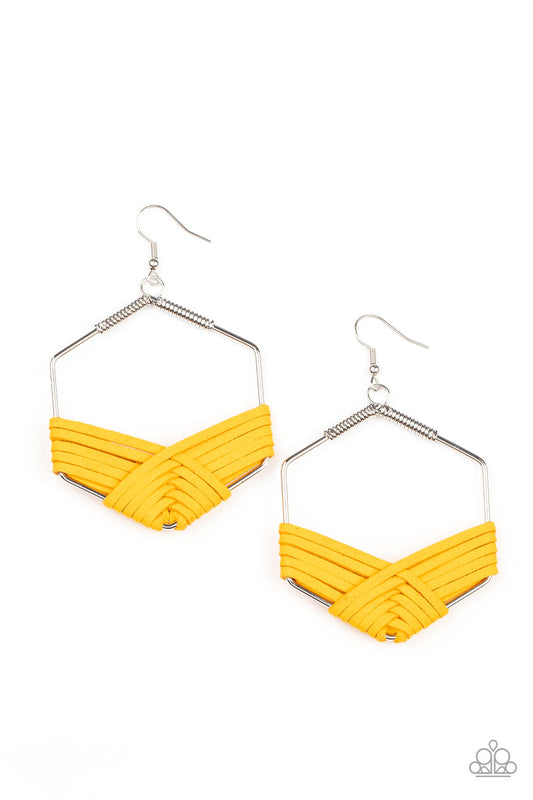 Paparazzi Suede Solstice - Yellow Earrings