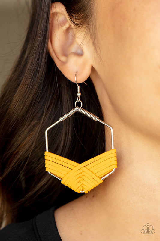 Paparazzi Suede Solstice - Yellow Earrings