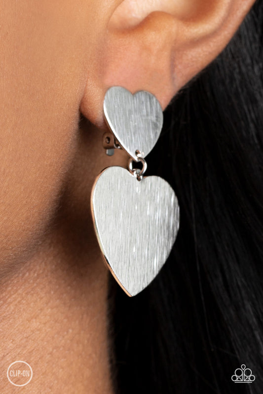 Paparazzi Cowgirl Crush - Silver Clip-On Earrings