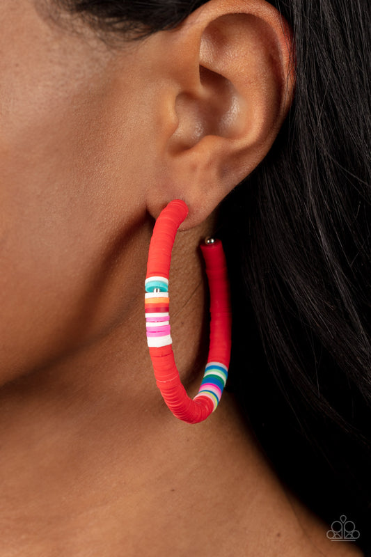 Paparazzi Colorfully Contagious - Red Earrings