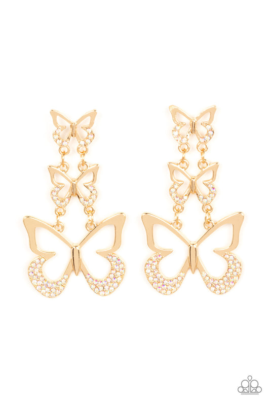 Earrings, Sensitive Ears, Sensitive Skin, Hypoallergenic Jewelry, multi, gold, iridescent, butterfly