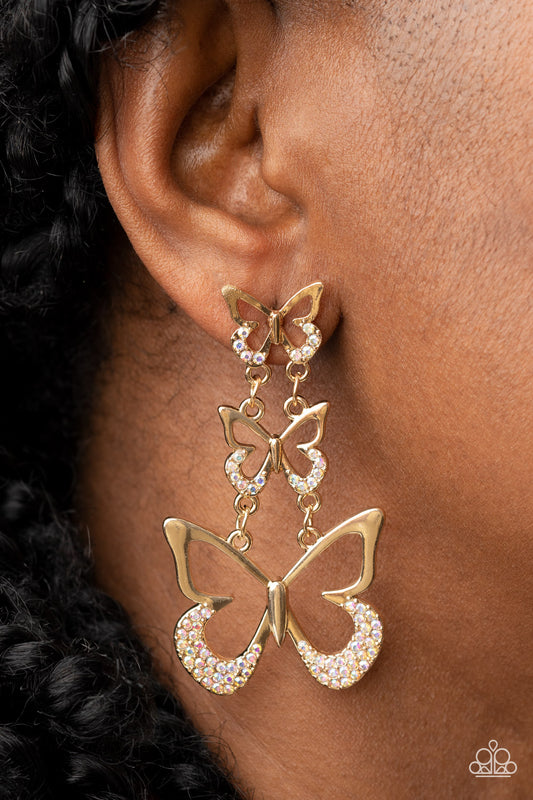 Earrings, Sensitive Ears, Sensitive Skin, Hypoallergenic Jewelry, multi, gold, iridescent, butterfly