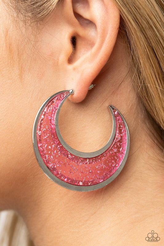 Paparazzi Charismatically Curvy - Pink Earrings