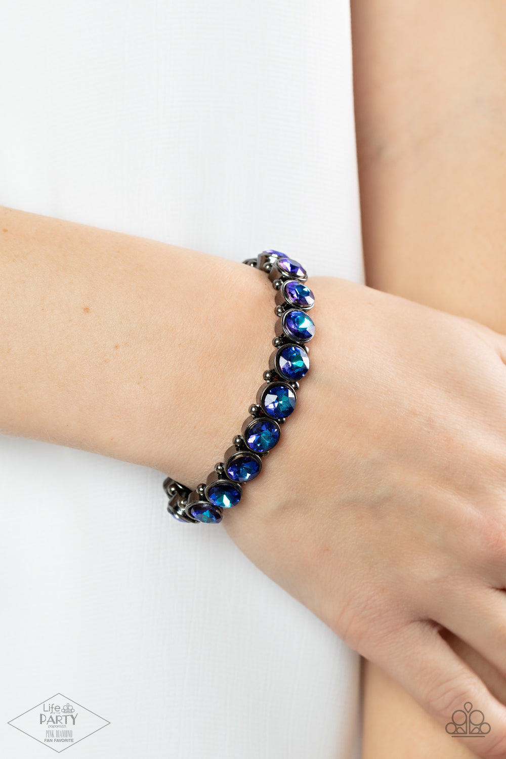 Bracelet, Sensitive Skin, Hypoallergenic Jewelry, Multi, blue, stretchy bracelet, rhinestones