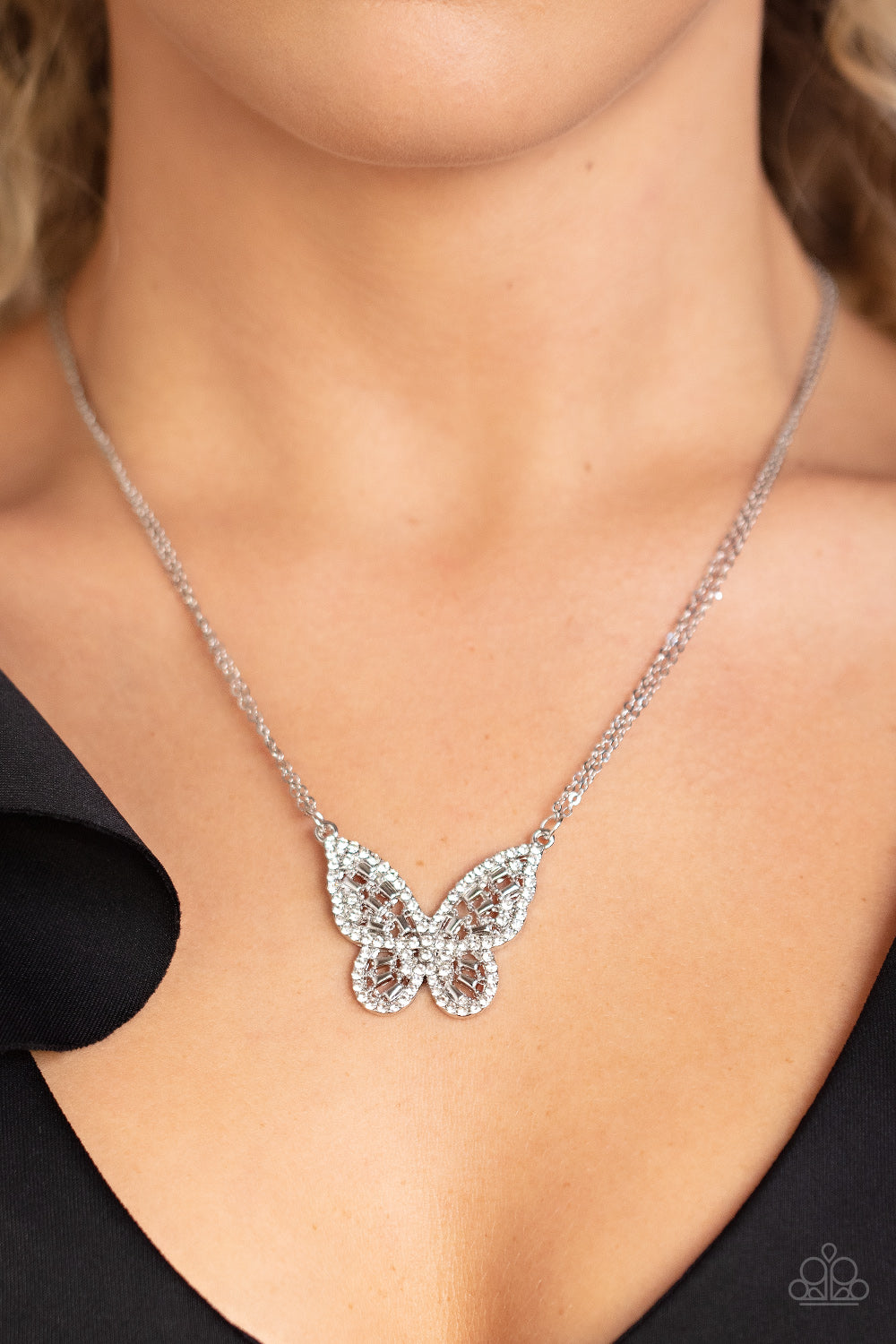 Paparazzi Baroque Butterfly - White Necklace