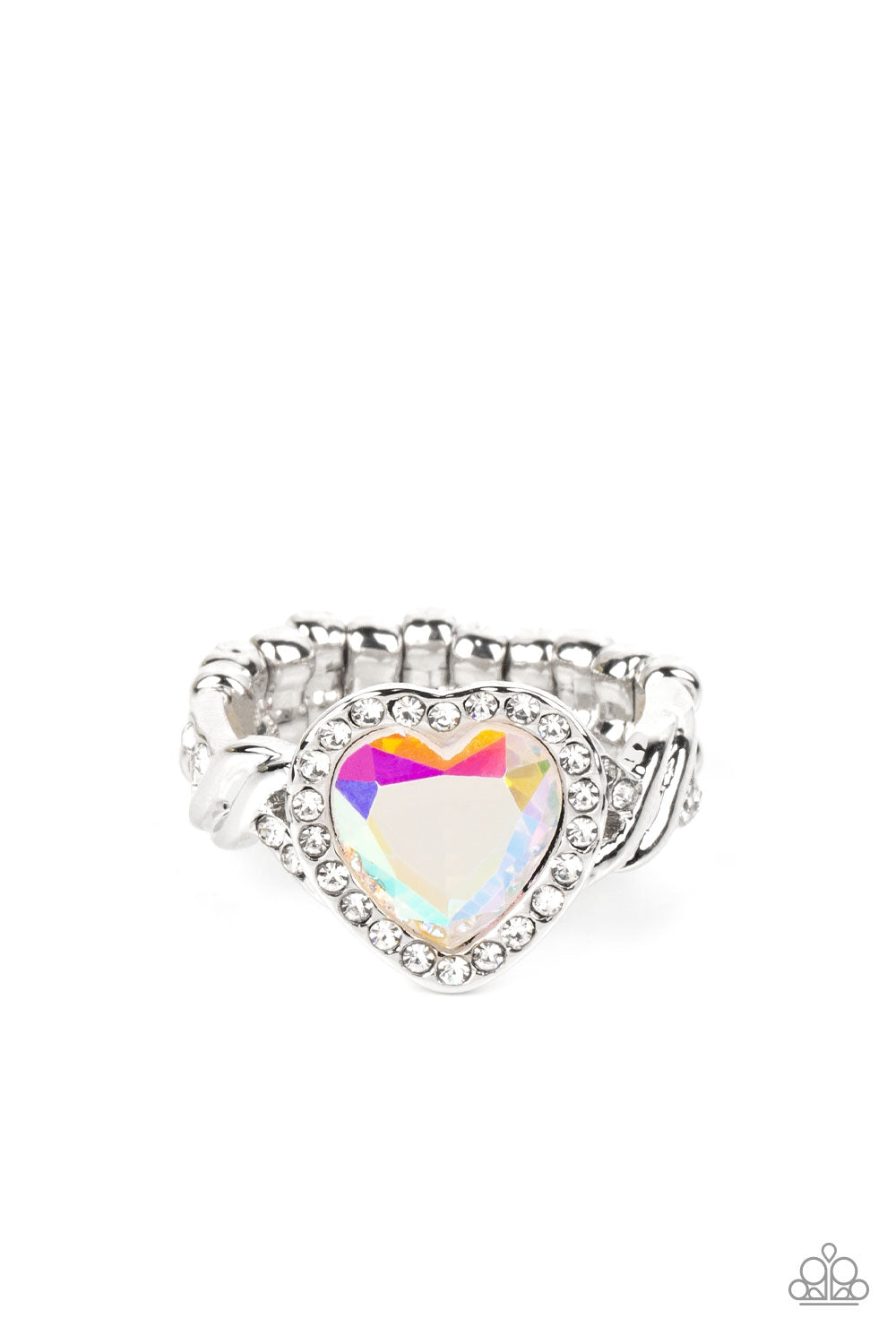 Ring, Sensitive Skin, Hypoallergenic Jewelry, iridescent, heart, stretchy 