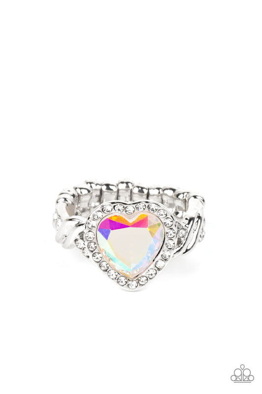 Ring, Sensitive Skin, Hypoallergenic Jewelry, iridescent, heart, stretchy 