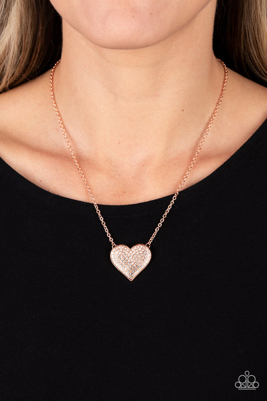 Necklace, Sensitive Skin, Hypoallergenic Jewelry, copper, heart, rhinestones