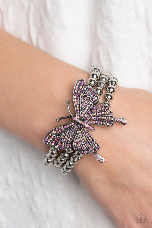 Bracelet, Sensitive Skin, Hypoallergenic Jewelry, pink, butterfly, stretchy bracelet