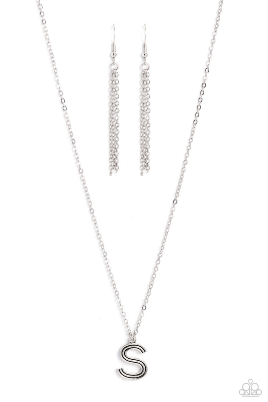 Paparazzi Leave Your Initials - Silver - S Necklace